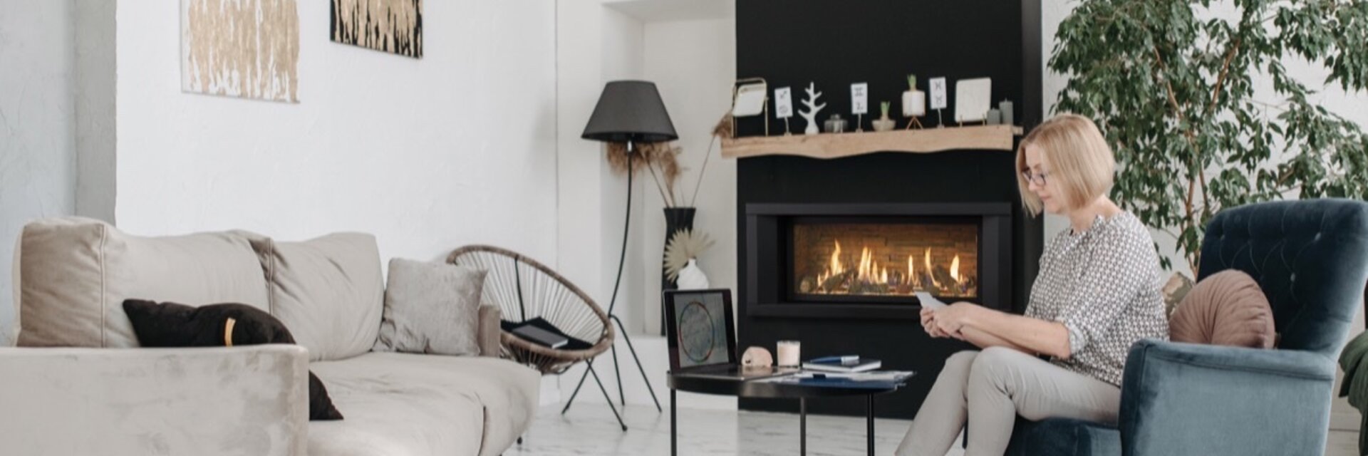 Family enjoying their fireplace